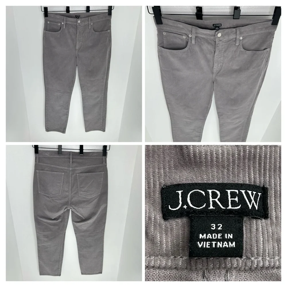 J. Crew Corduroy Pants Size 32 Gray Stretch 5-Pocket Re-Imagined‎ Office 35x28